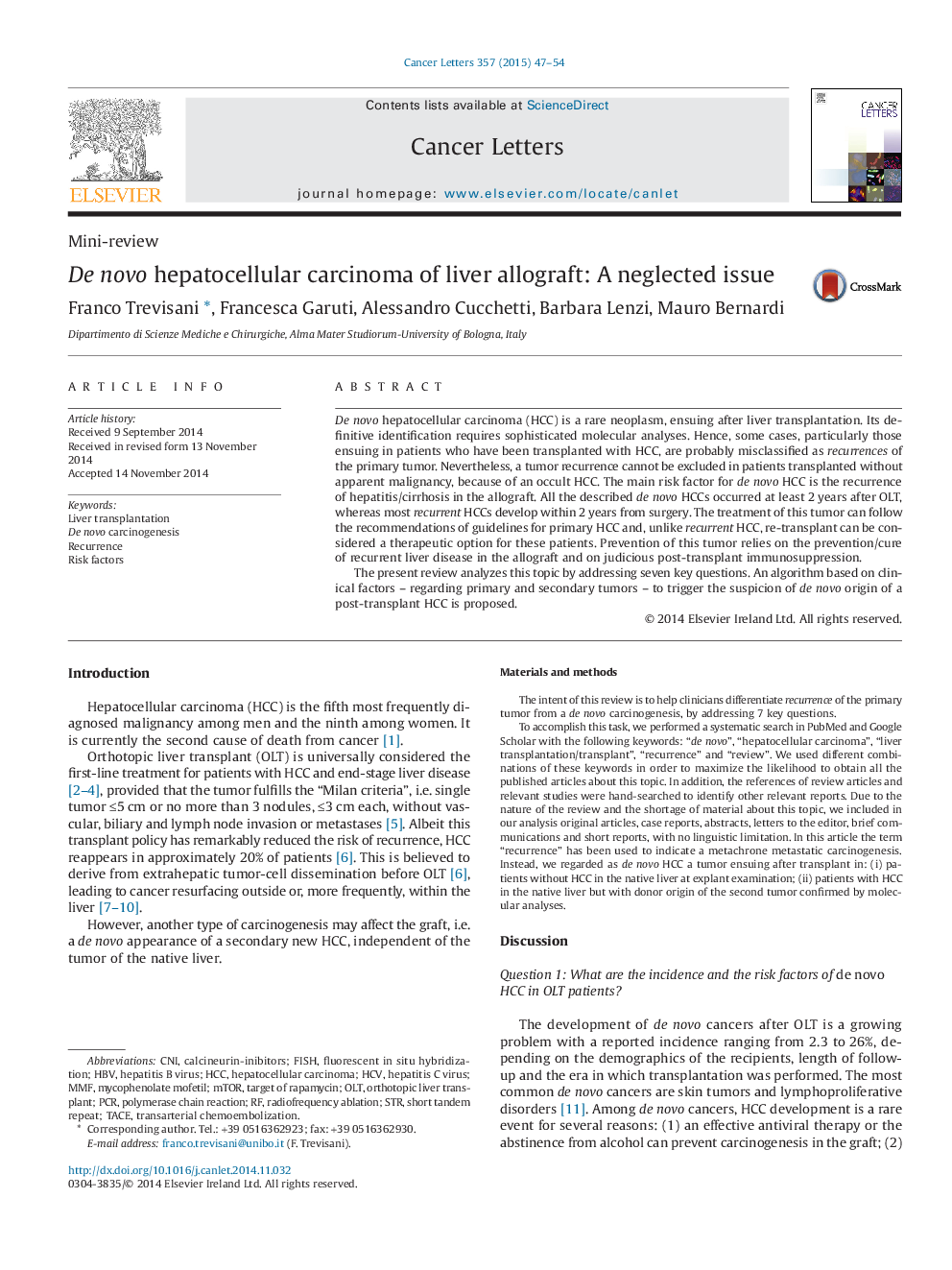 De novo hepatocellular carcinoma of liver allograft: A neglected issue