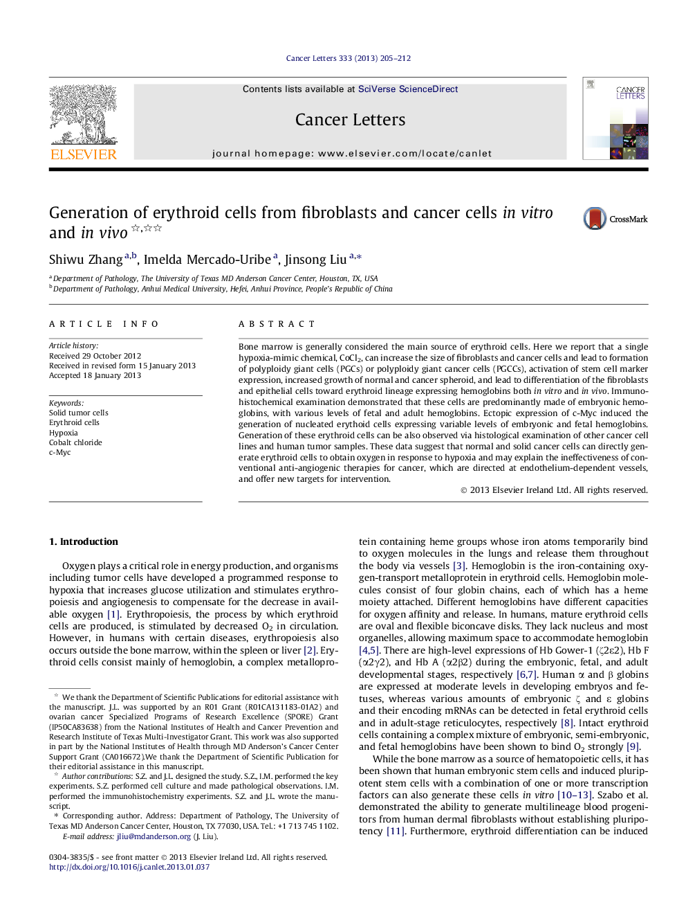 Generation of erythroid cells from fibroblasts and cancer cells in vitro and in vivo