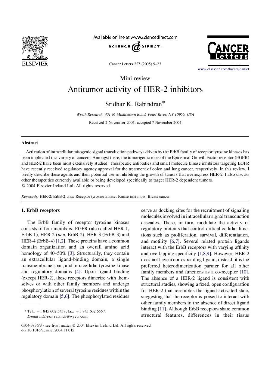 Antitumor activity of HER-2 inhibitors