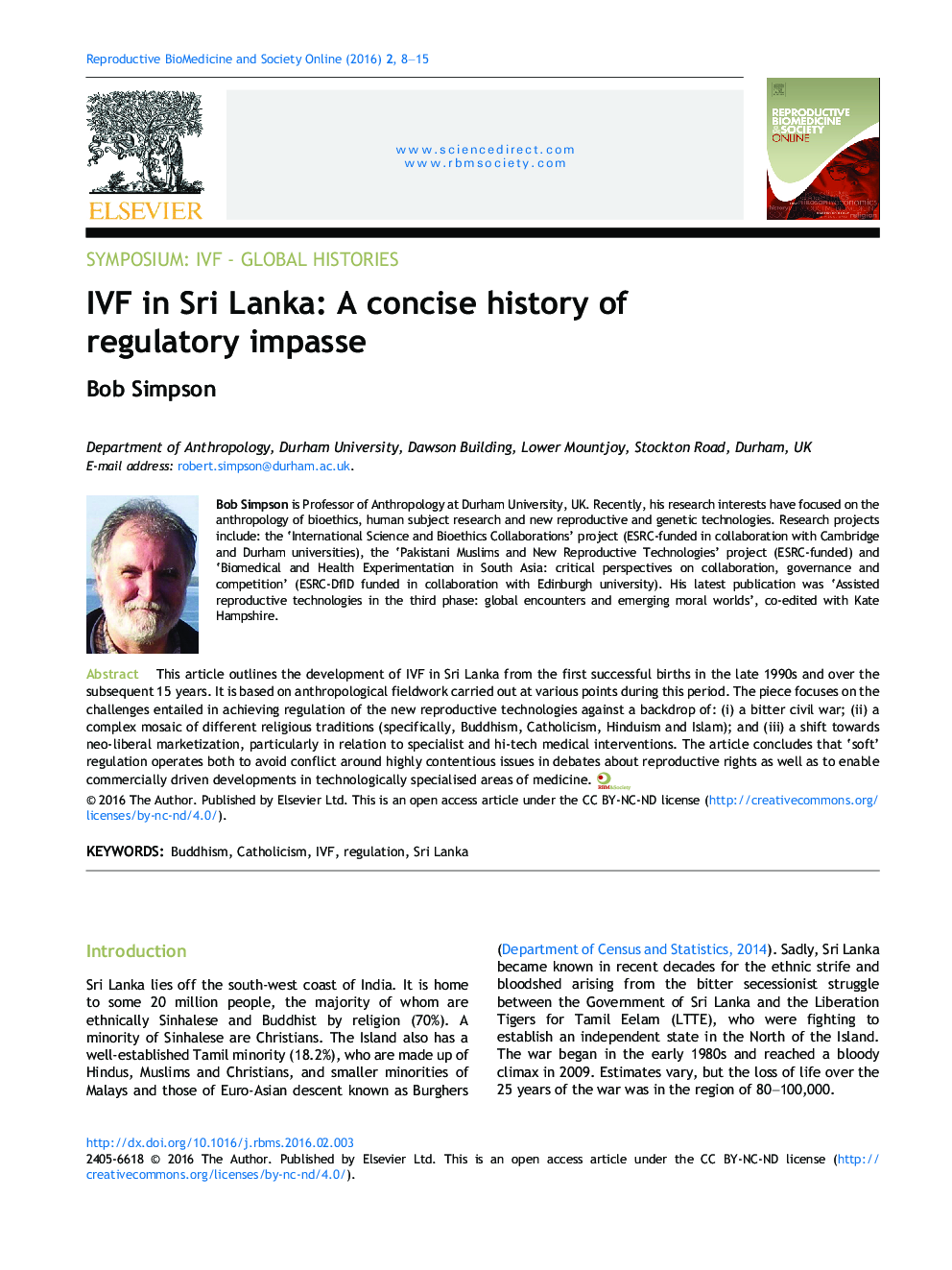 IVF in Sri Lanka: A concise history of regulatory impasse