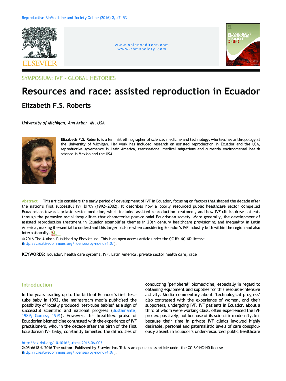 Resources and race: assisted reproduction in Ecuador