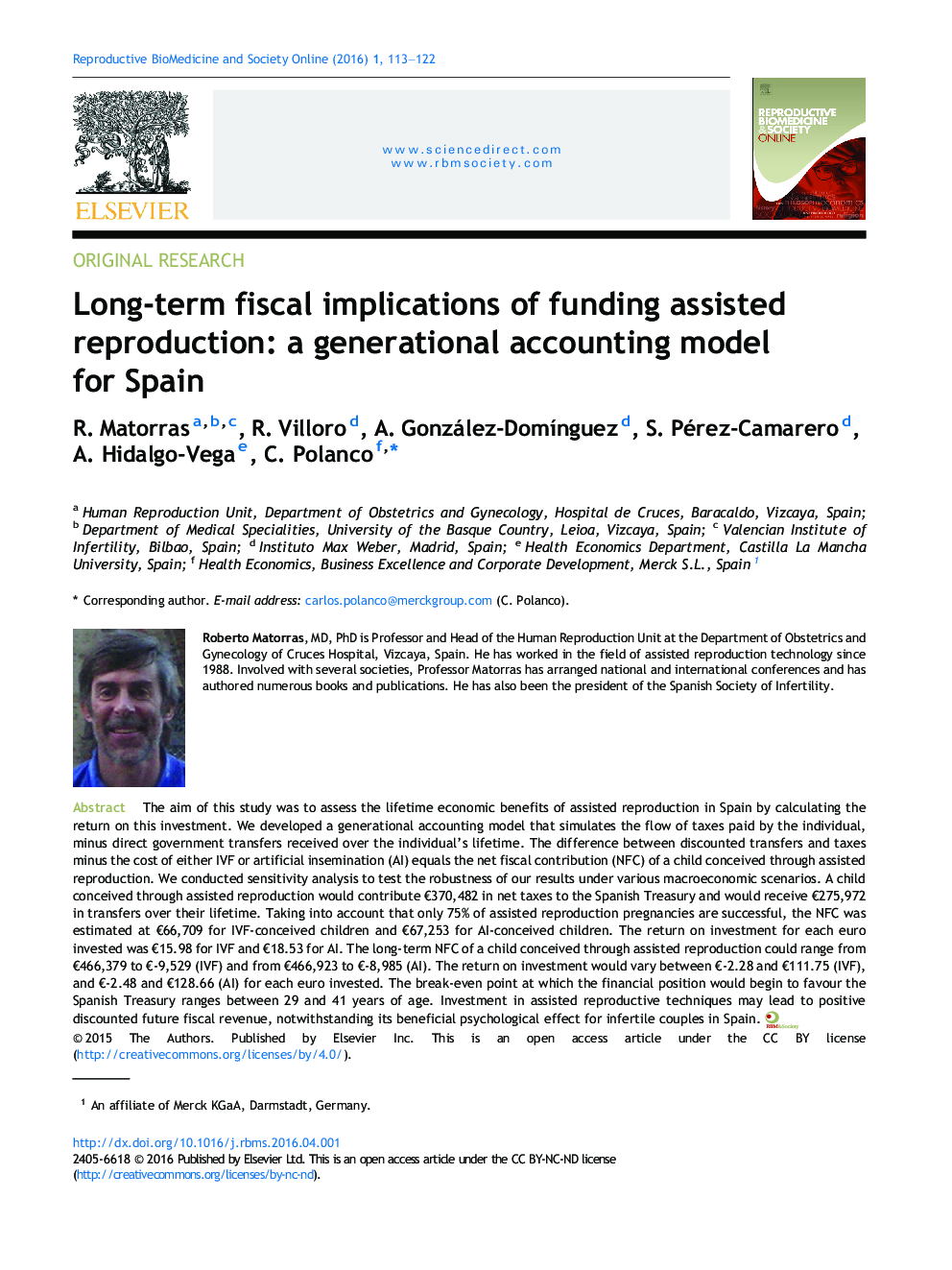 Long-term fiscal implications of funding assisted reproduction: a generational accounting model for Spain