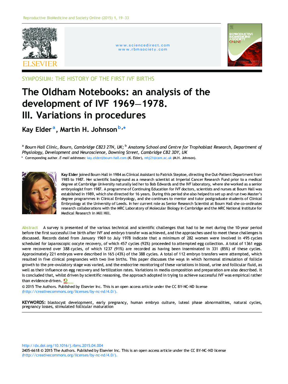 یادداشت های Oldham: تجزیه و تحلیل توسعه IVF 1969-1978. III تغییرات در روش ها