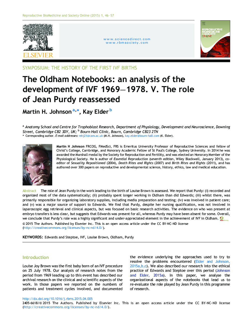 The Oldham Notebooks: an analysis of the development of IVF 1969–1978. V. The role of Jean Purdy reassessed