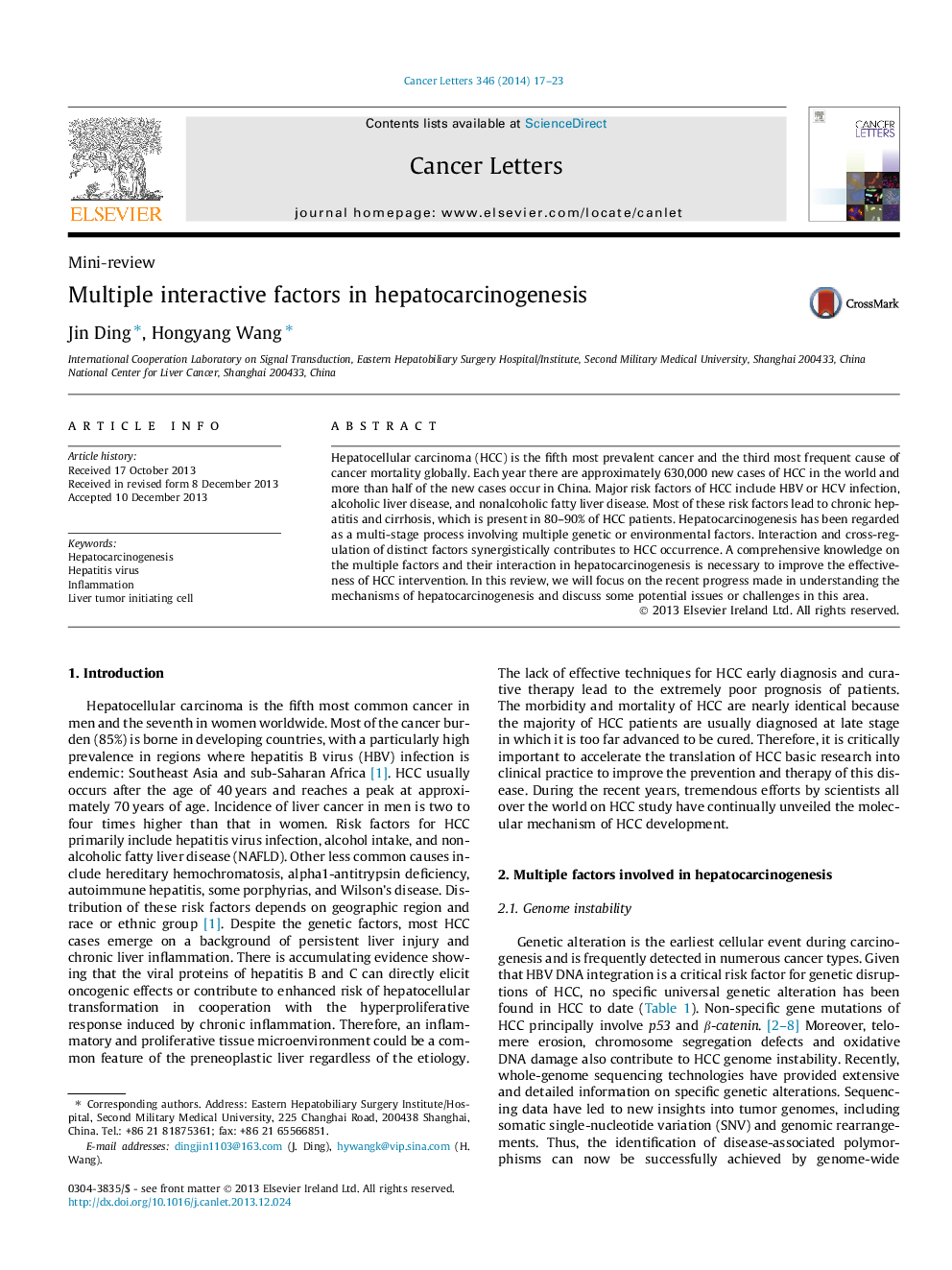 Multiple interactive factors in hepatocarcinogenesis