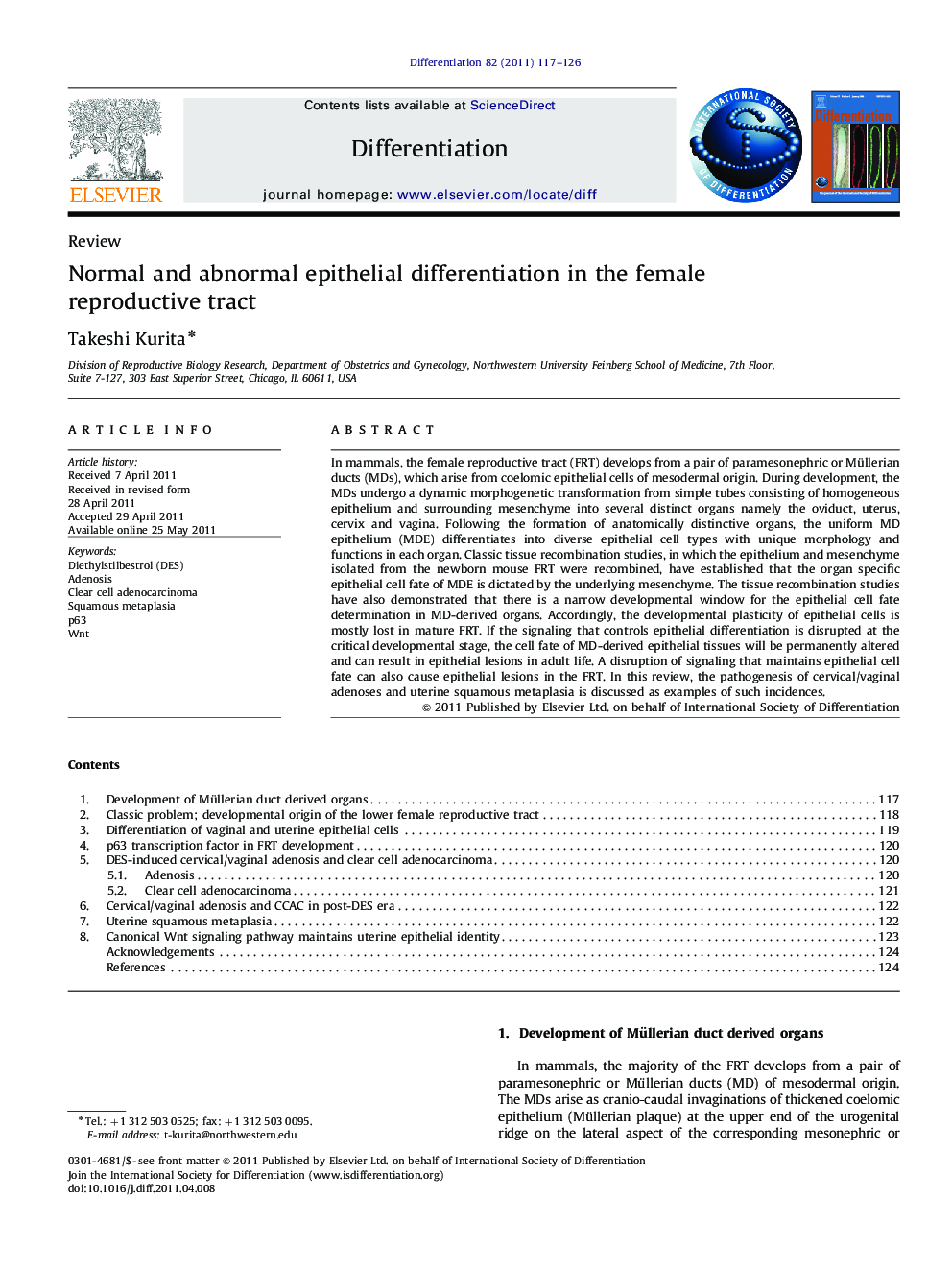 Normal and abnormal epithelial differentiation in the female reproductive tract