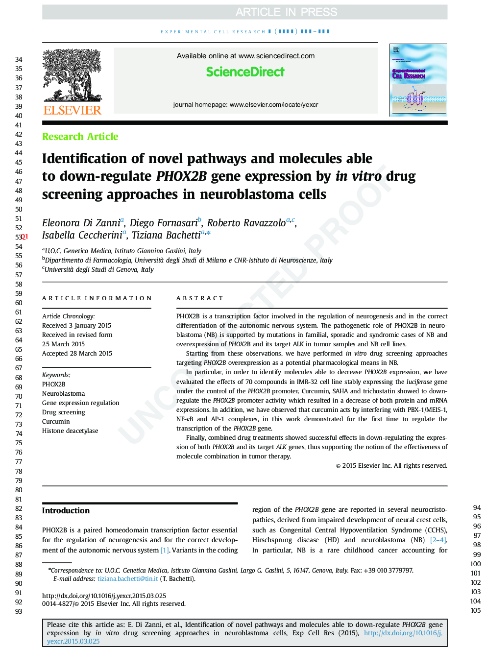 Identification of novel pathways and molecules able to down-regulate PHOX2B gene expression by in vitro drug screening approaches in neuroblastoma cells