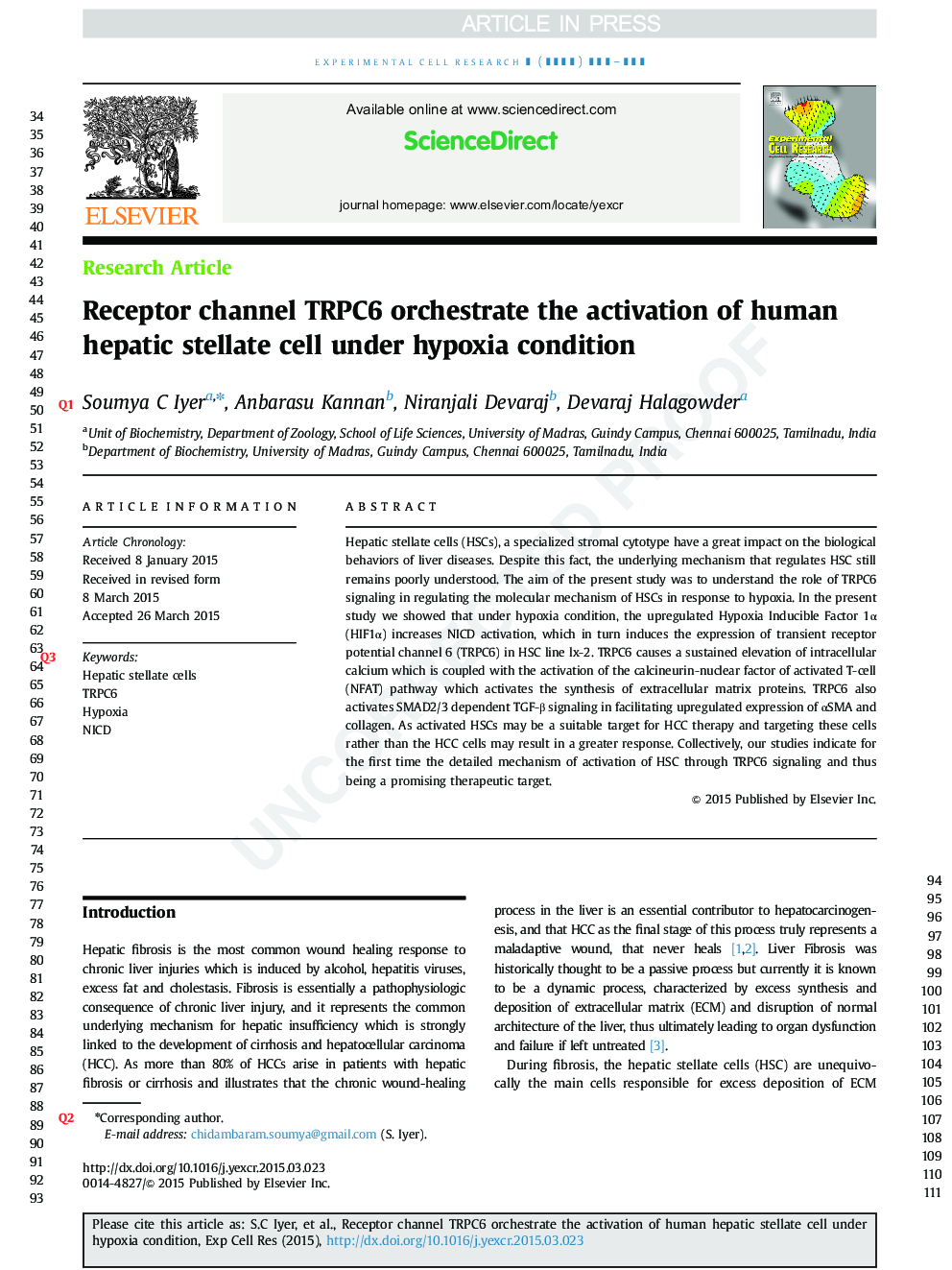 Receptor channel TRPC6 orchestrate the activation of human hepatic stellate cell under hypoxia condition