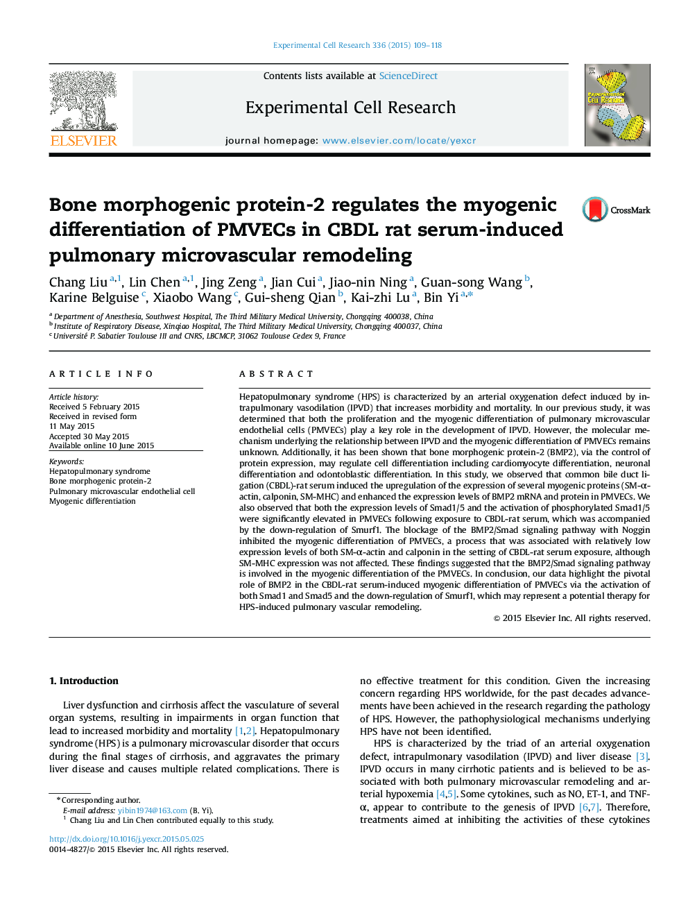 Bone morphogenic protein-2 regulates the myogenic differentiation of PMVECs in CBDL rat serum-induced pulmonary microvascular remodeling