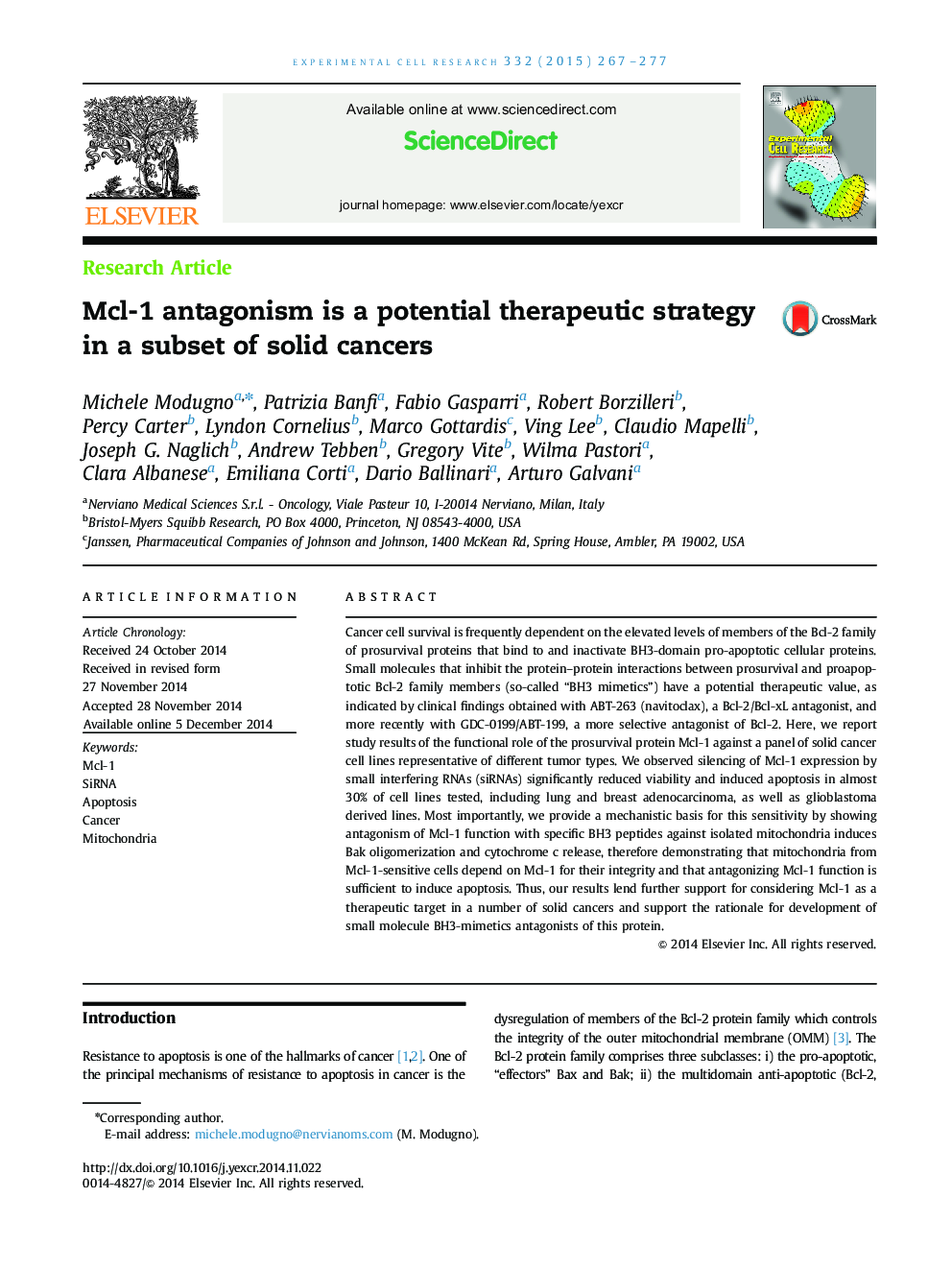 Mcl-1 antagonism is a potential therapeutic strategy in a subset of solid cancers