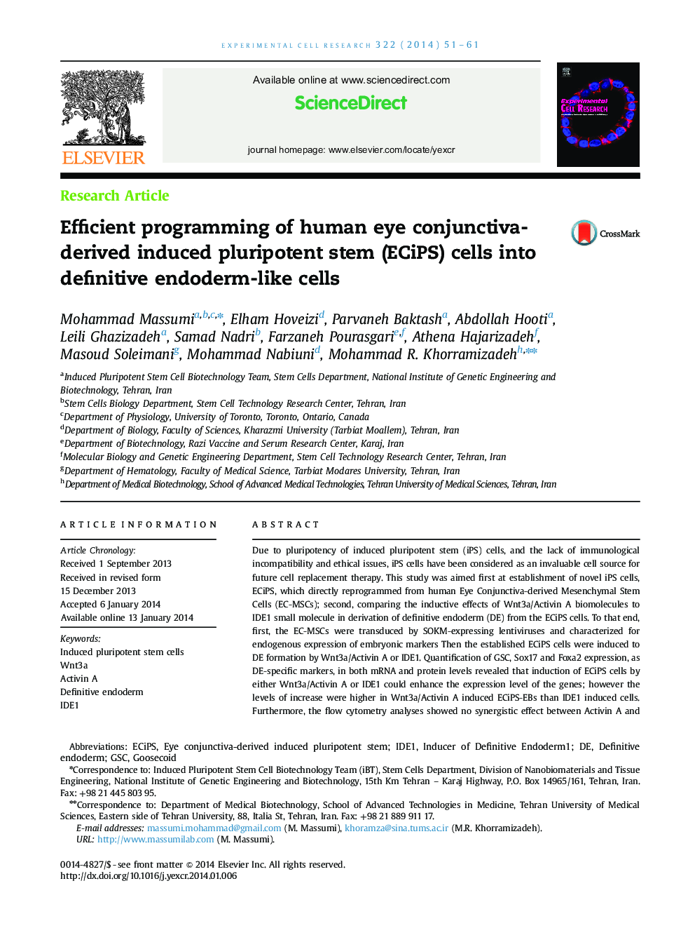 Efficient programming of human eye conjunctiva-derived induced pluripotent stem (ECiPS) cells into definitive endoderm-like cells