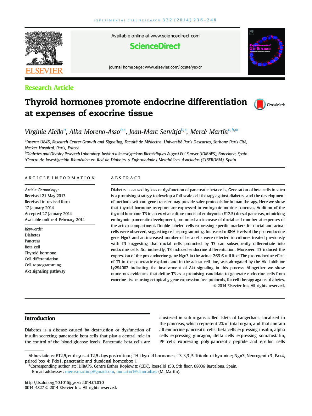 Thyroid hormones promote endocrine differentiation at expenses of exocrine tissue