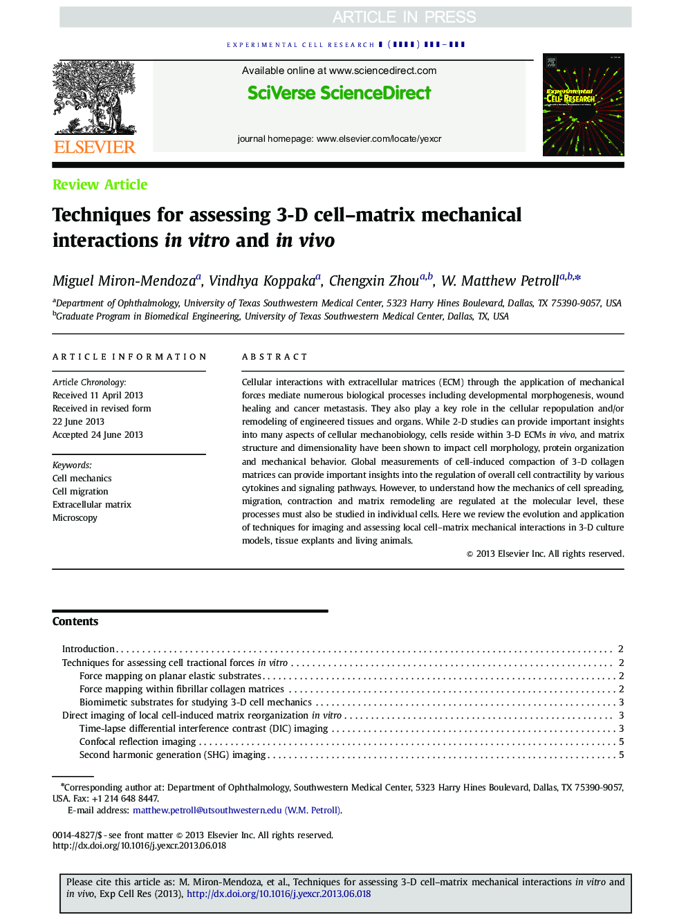 Techniques for assessing 3-D cell-matrix mechanical interactions in vitro and in vivo