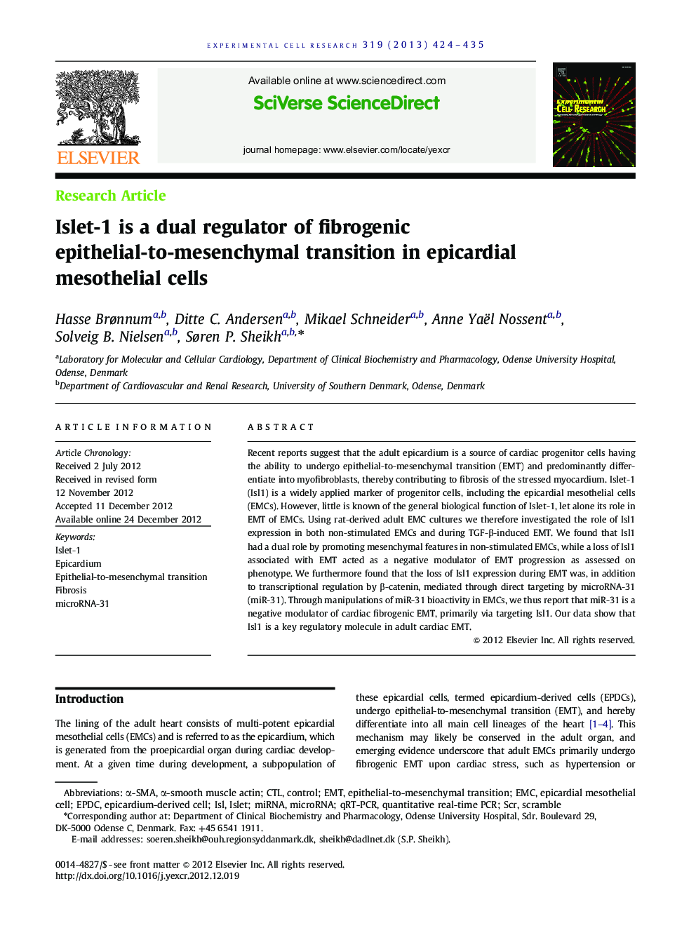 Islet-1 is a dual regulator of fibrogenic epithelial-to-mesenchymal transition in epicardial mesothelial cells