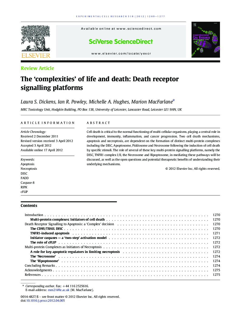 The 'complexities' of life and death: Death receptor signalling platforms