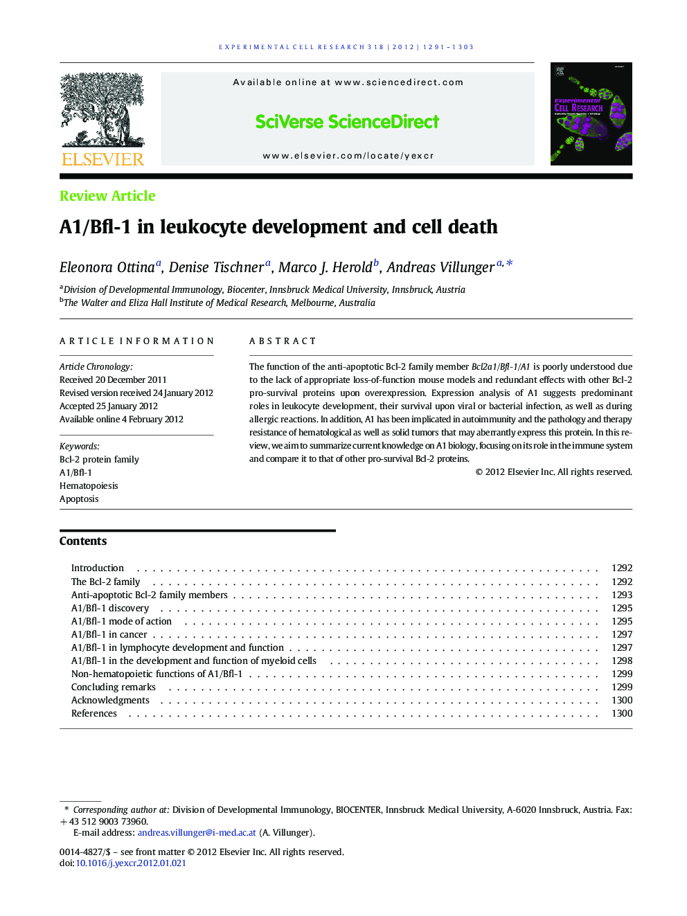 A1/Bfl-1 in leukocyte development and cell death