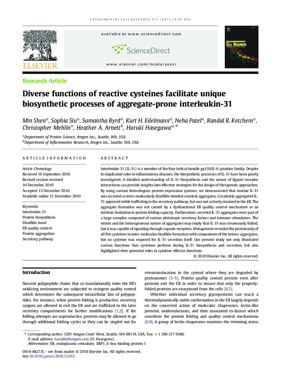 Diverse functions of reactive cysteines facilitate unique biosynthetic processes of aggregate-prone interleukin-31