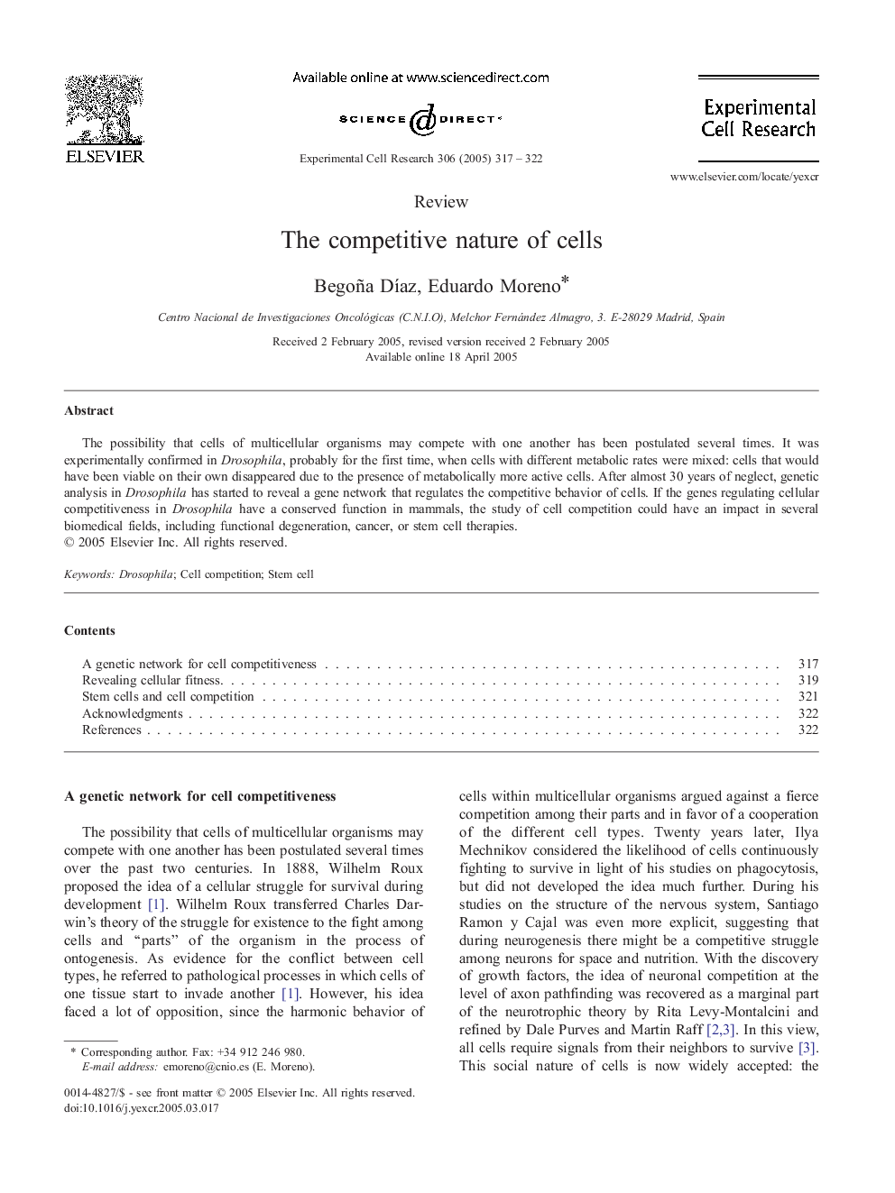 The competitive nature of cells