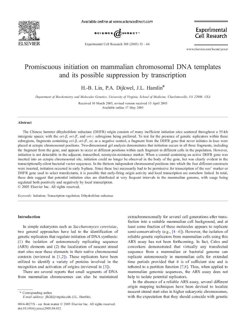 Promiscuous initiation on mammalian chromosomal DNA templates and its possible suppression by transcription