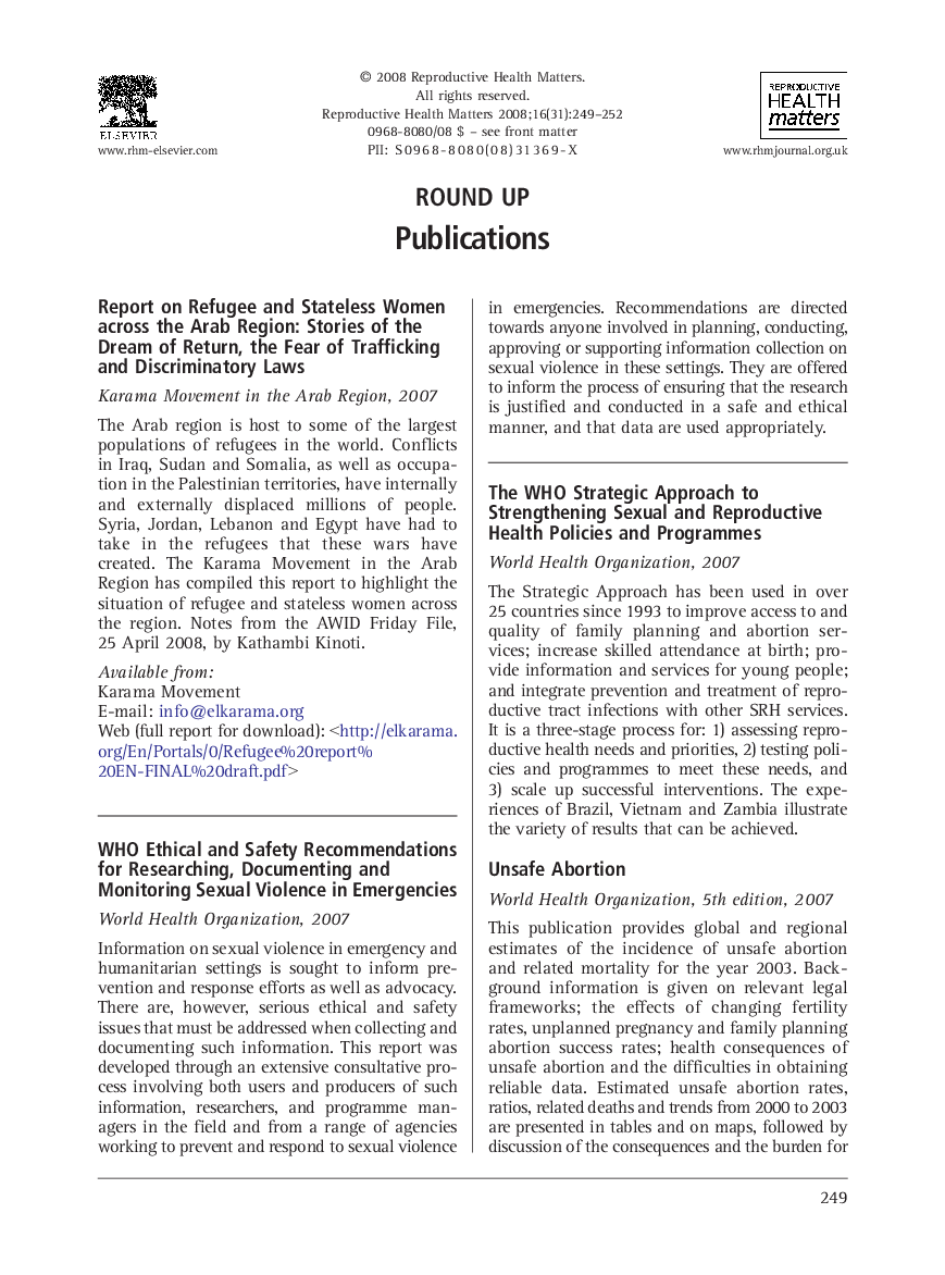 عکس صفحه اول مقاله: Round Up Publications Round Up Publications