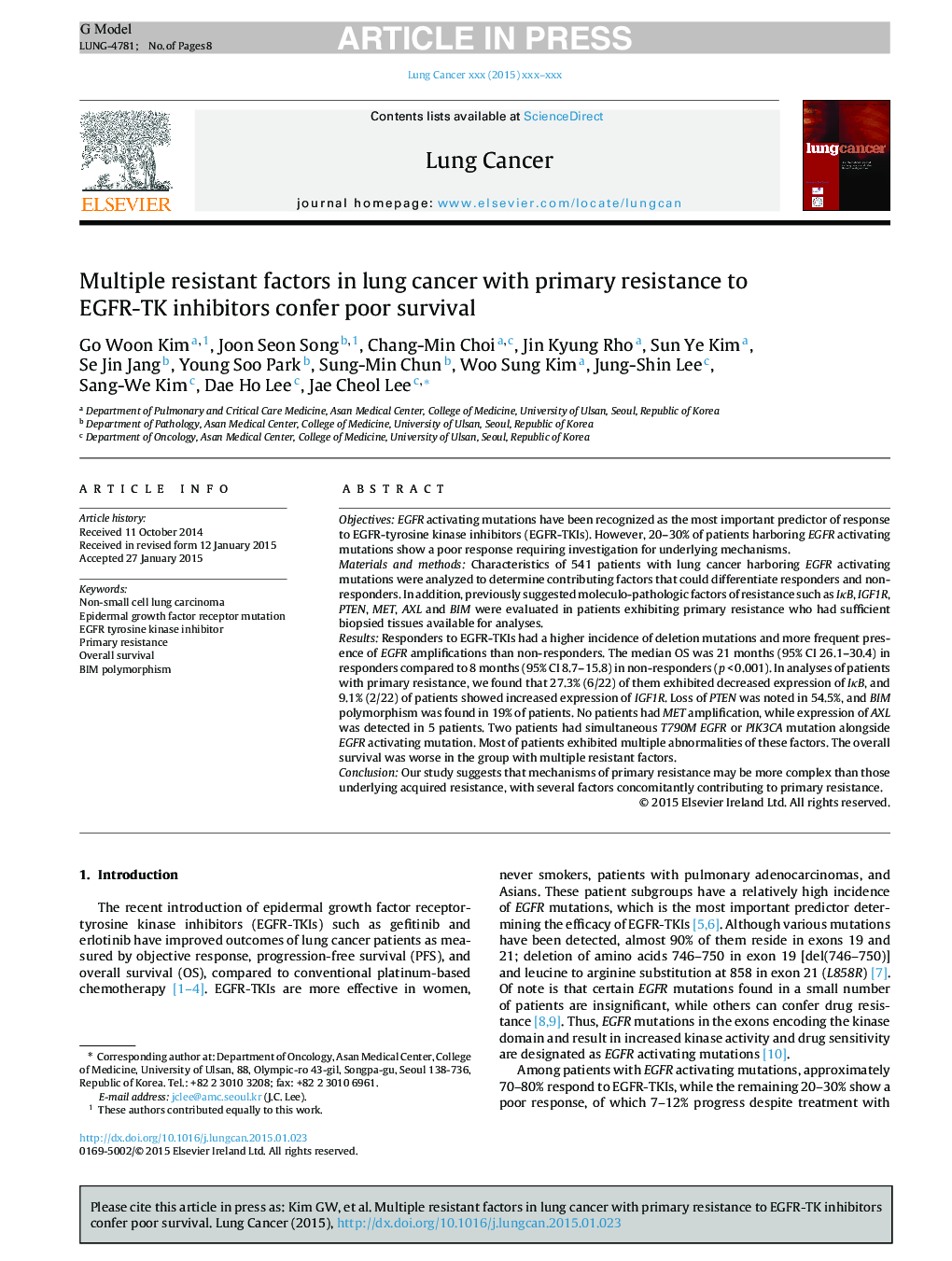 Multiple resistant factors in lung cancer with primary resistance to EGFR-TK inhibitors confer poor survival