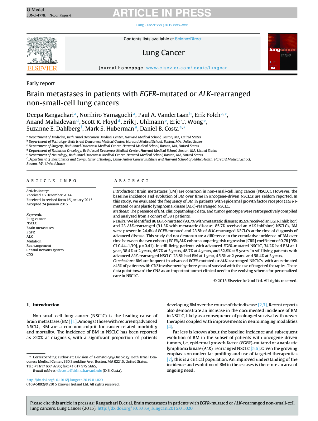 Brain metastases in patients with EGFR-mutated or ALK-rearranged non-small-cell lung cancers