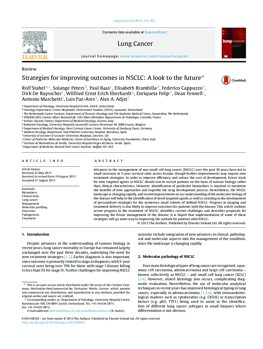 عکس صفحه اول مقاله: Strategies for improving outcomes in NSCLC: A look to the future Strategies for improving outcomes in NSCLC: A look to the future