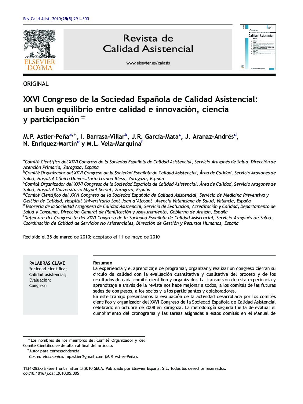 XXVI Congreso de la Sociedad Española de Calidad Asistencial: un buen equilibrio entre calidad e innovación, ciencia y participación