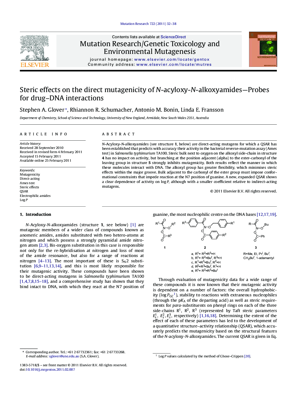 Steric effects on the direct mutagenicity of N-acyloxy-N-alkoxyamides-Probes for drug-DNA interactions