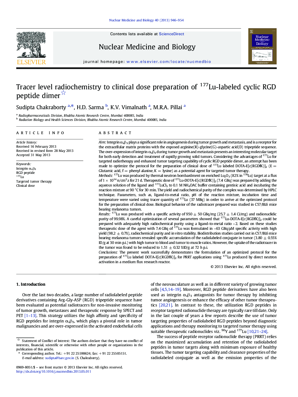 Tracer level radiochemistry to clinical dose preparation of 177Lu-labeled cyclic RGD peptide dimer