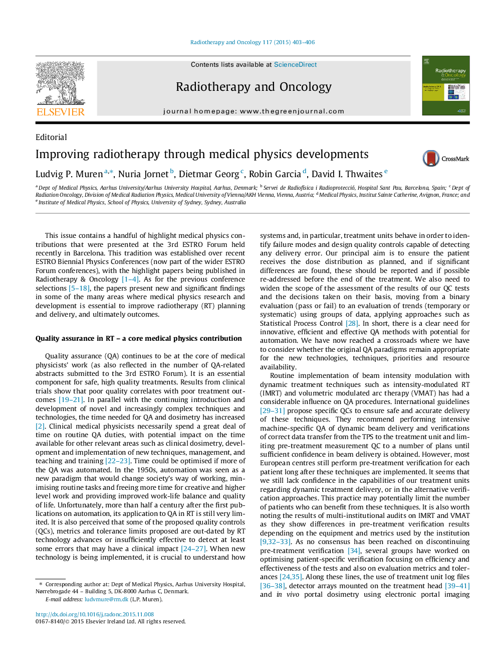 Improving radiotherapy through medical physics developments