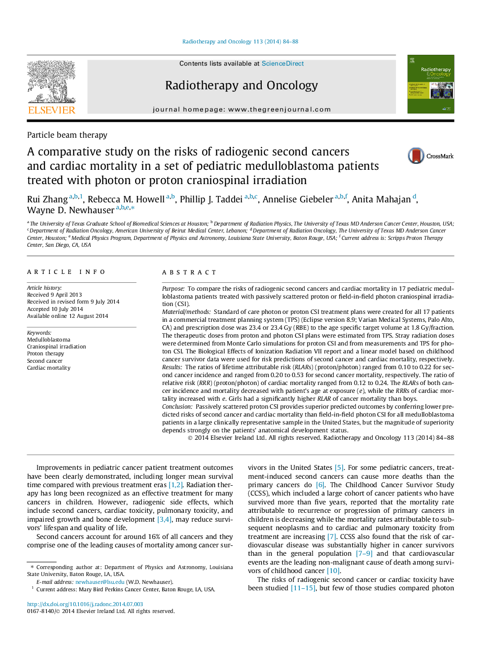 A comparative study on the risks of radiogenic second cancers and cardiac mortality in a set of pediatric medulloblastoma patients treated with photon or proton craniospinal irradiation