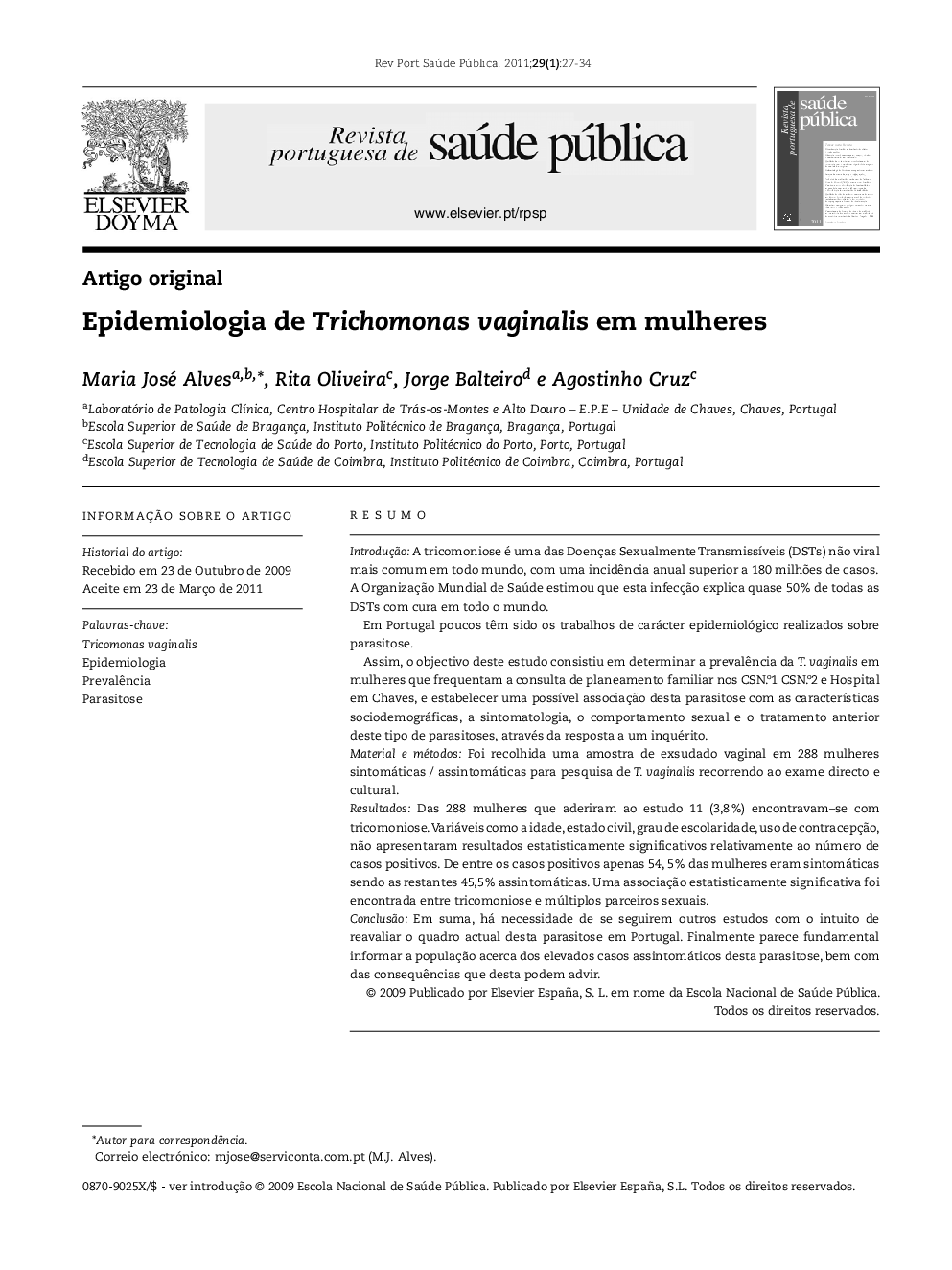 Epidemiologia de Trichomonas vaginalis em mulheres