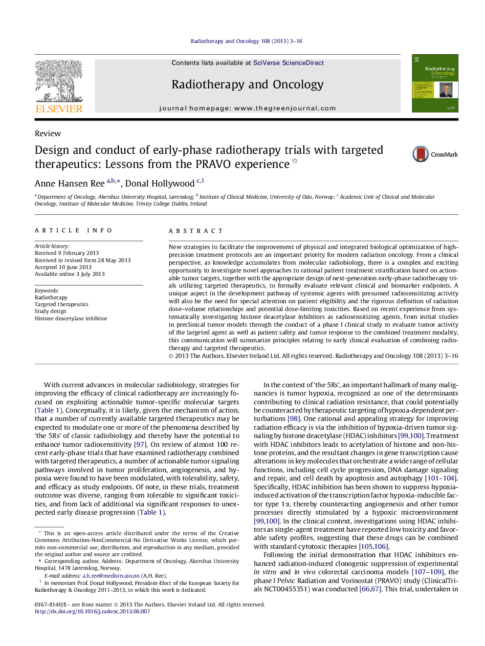 Design and conduct of early-phase radiotherapy trials with targeted therapeutics: Lessons from the PRAVO experience