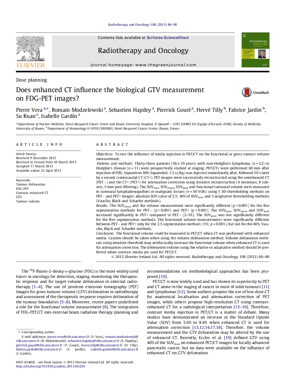 Does enhanced CT influence the biological GTV measurement on FDG-PET images?