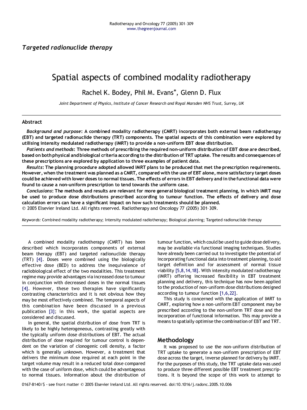 Spatial aspects of combined modality radiotherapy