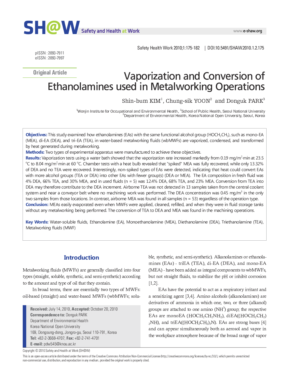 Vaporization and Conversion of Ethanolamines used in Metalworking Operations