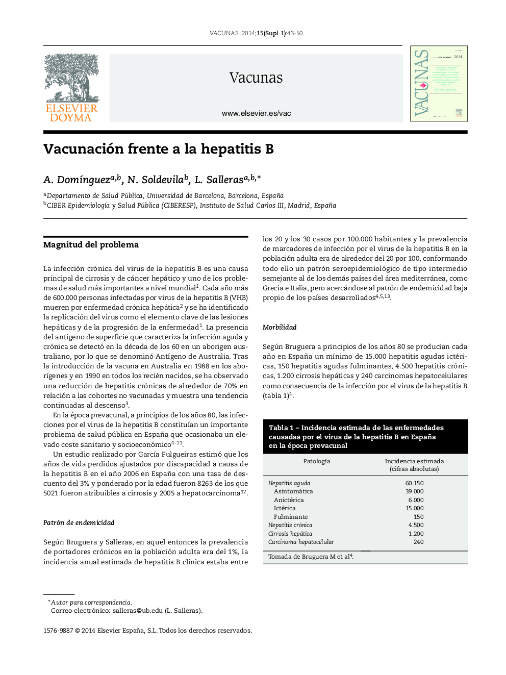 Vacunación frente a la hepatitis B