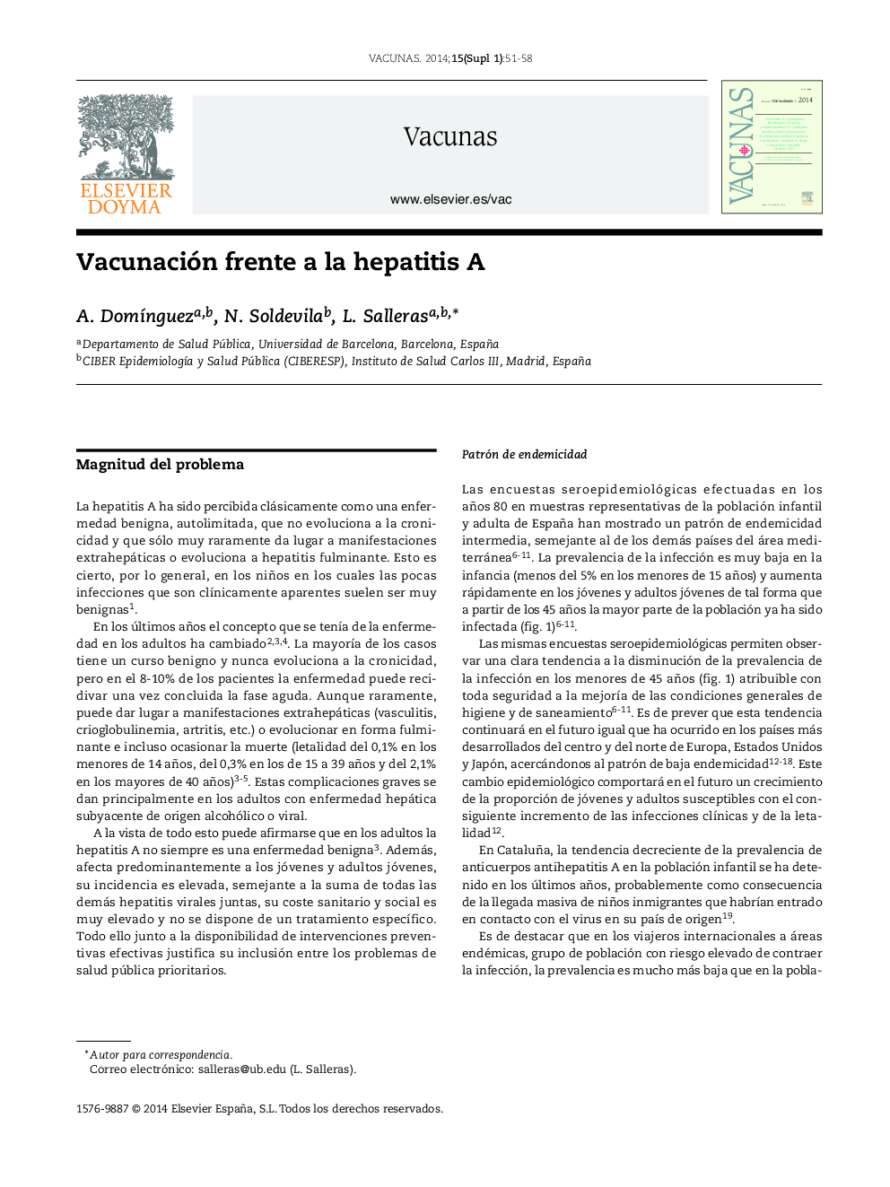 Vacunación frente a la hepatitis A