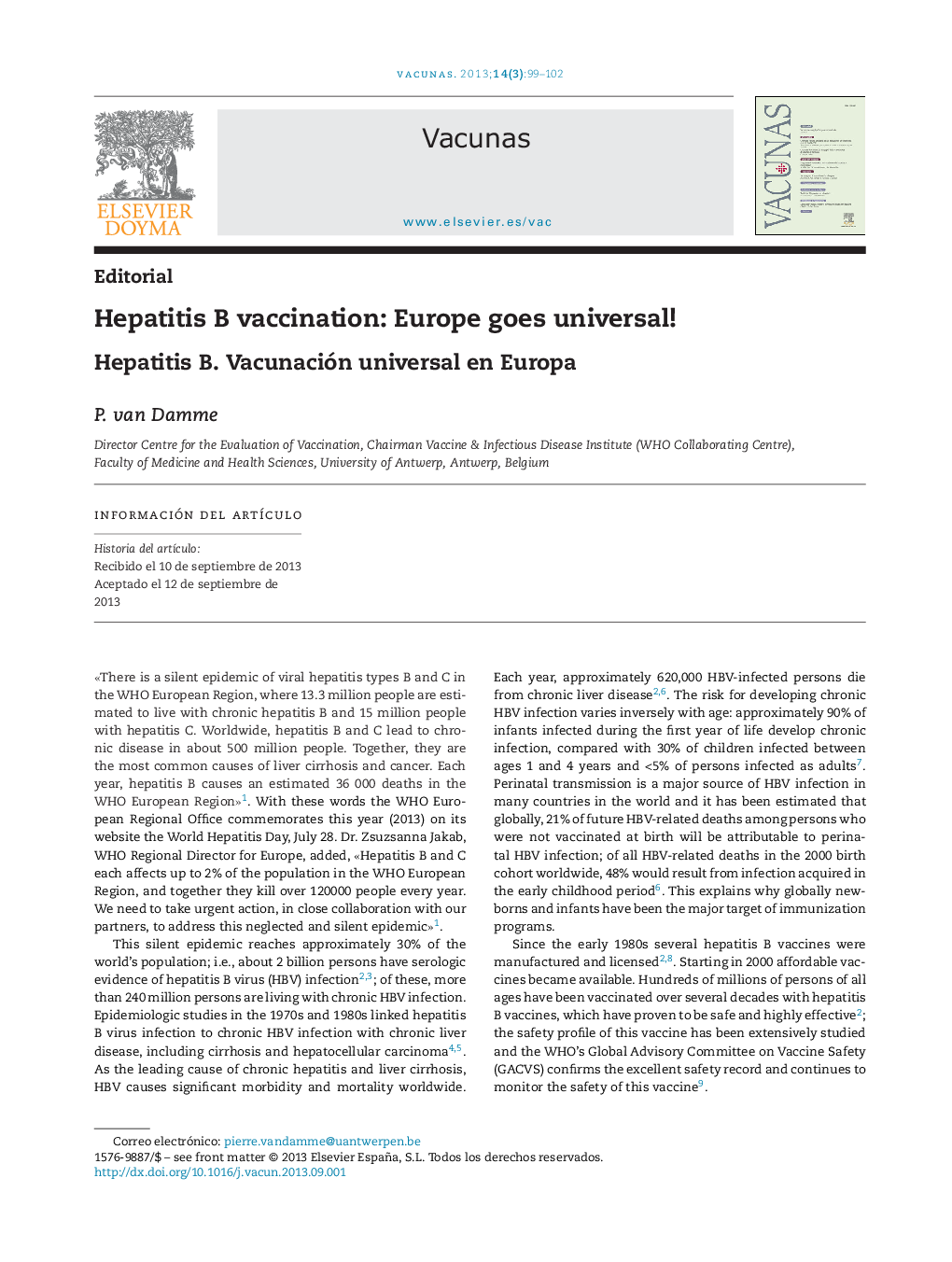 Hepatitis B vaccination: Europe goes universal!