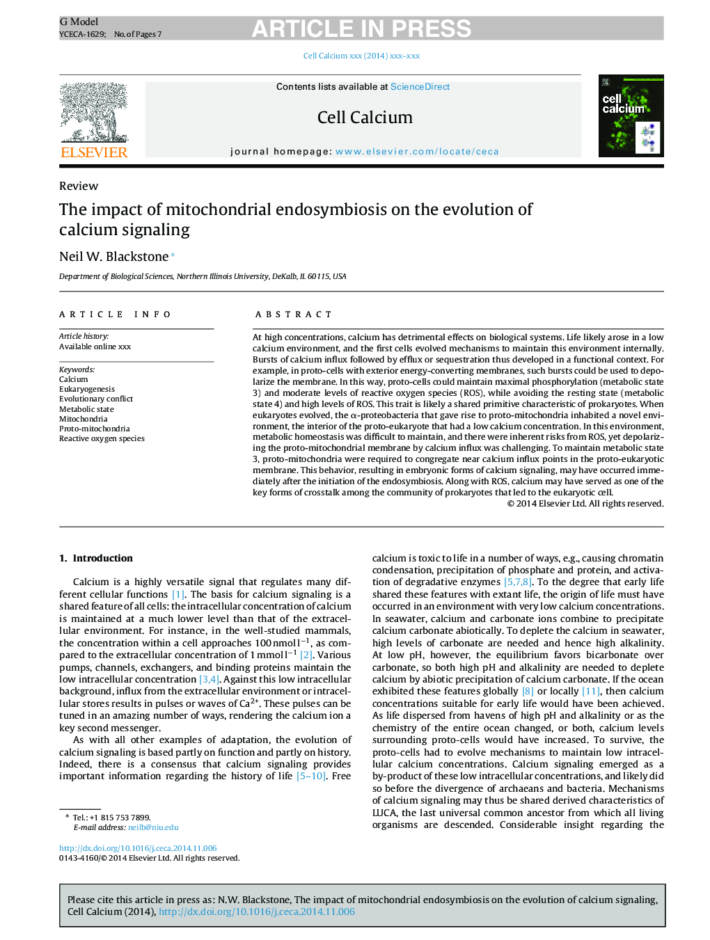 The impact of mitochondrial endosymbiosis on the evolution of calcium signaling