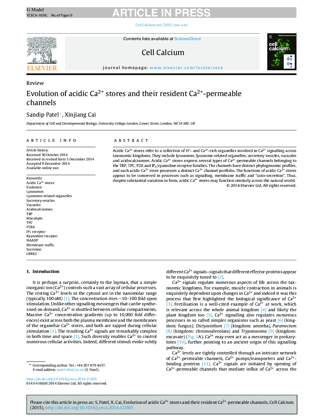 Evolution of acidic Ca2+ stores and their resident Ca2+-permeable channels