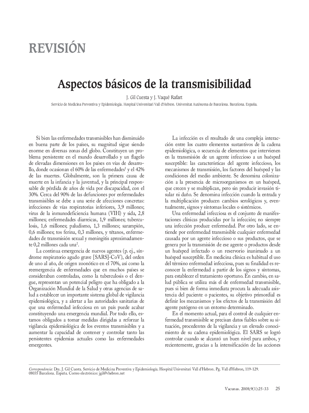 عکس صفحه اول مقاله: Aspectos básicos de la transmisibilidad Aspectos básicos de la transmisibilidad