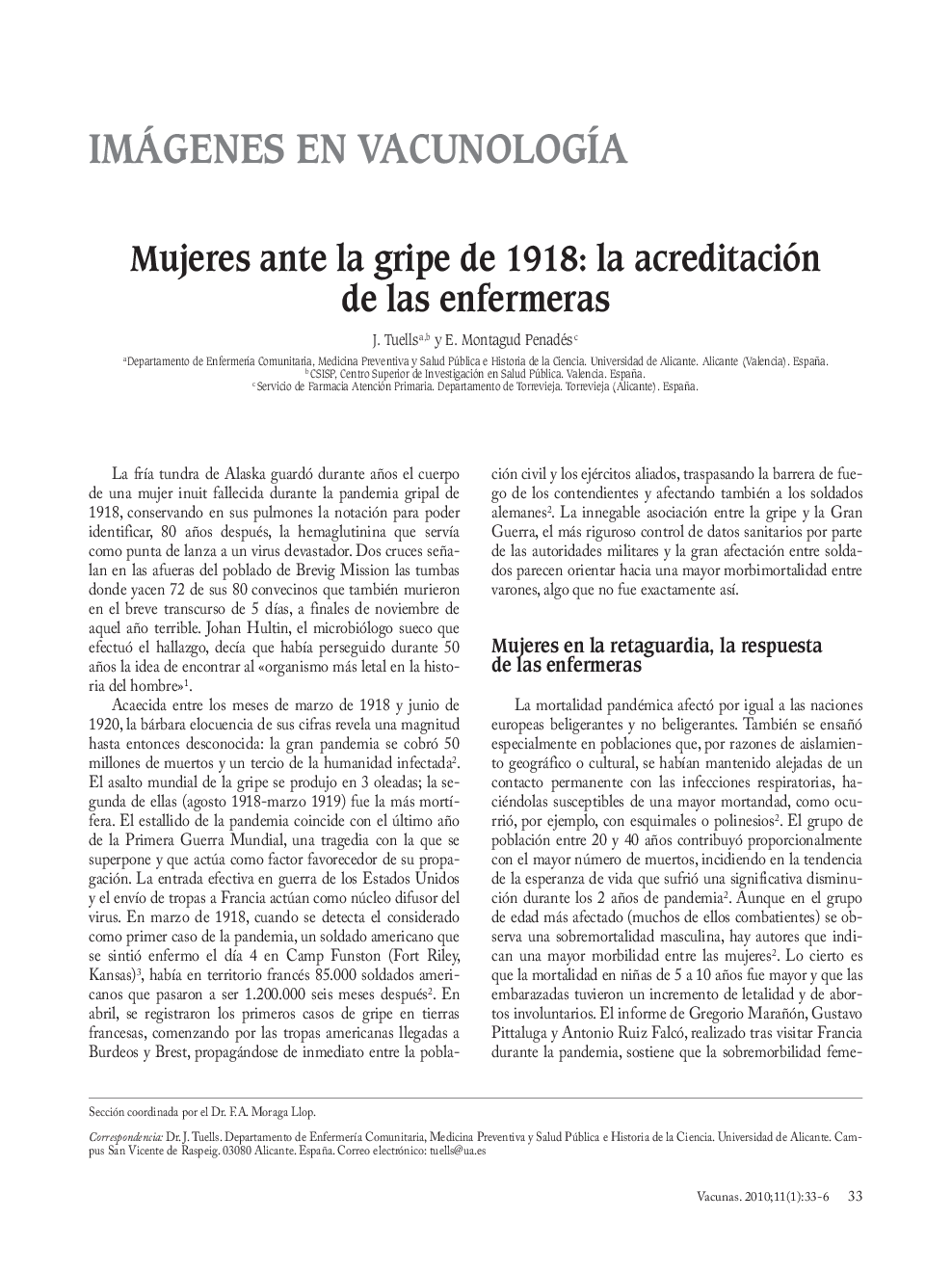 Mujeres ante la gripe de 1918: la acreditación de las enfermeras