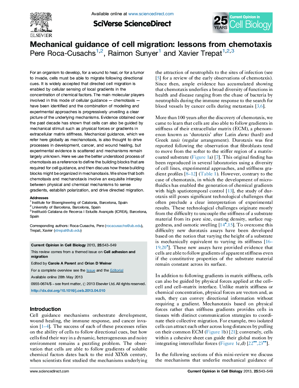 Mechanical guidance of cell migration: lessons from chemotaxis