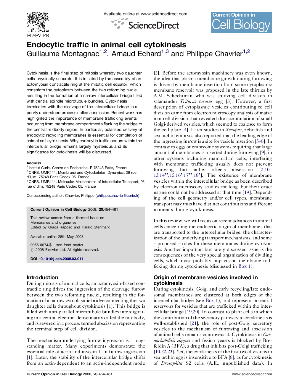 Endocytic traffic in animal cell cytokinesis