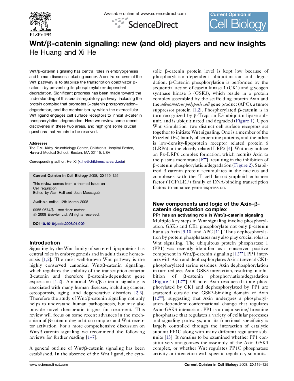 Wnt/Î²-catenin signaling: new (and old) players and new insights