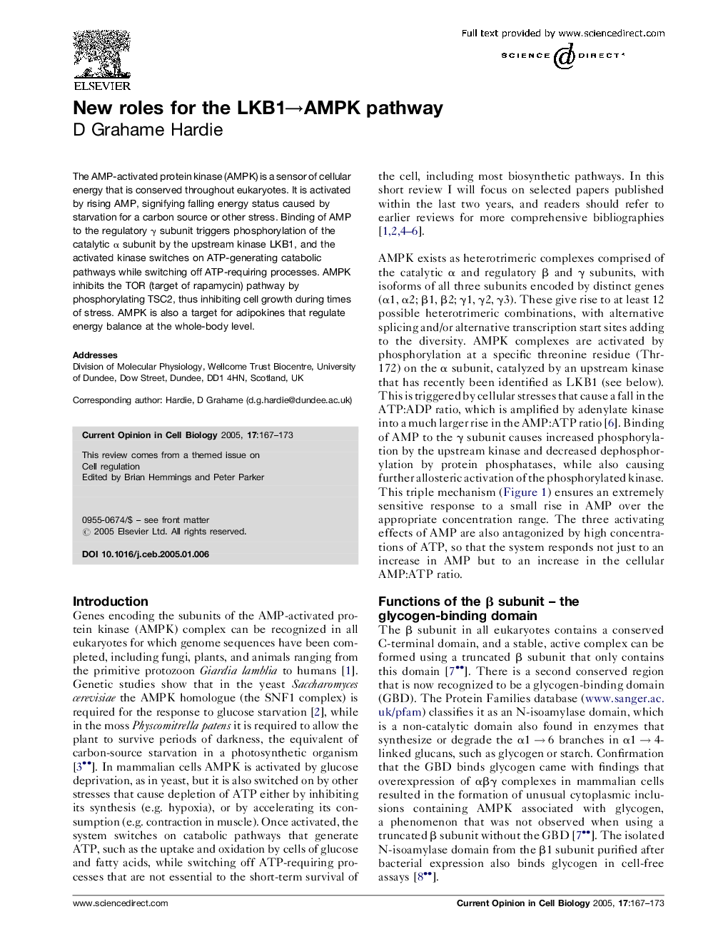 عکس صفحه اول مقاله: New roles for the LKB1âAMPK pathway New roles for the LKB1âAMPK pathway