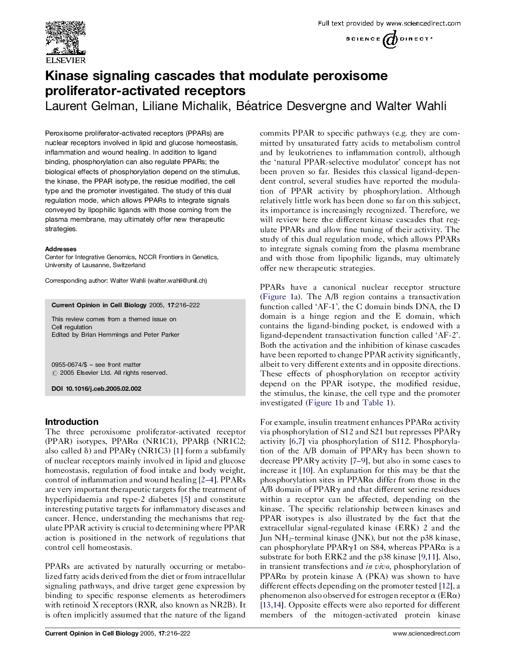 Kinase signaling cascades that modulate peroxisome proliferator-activated receptors