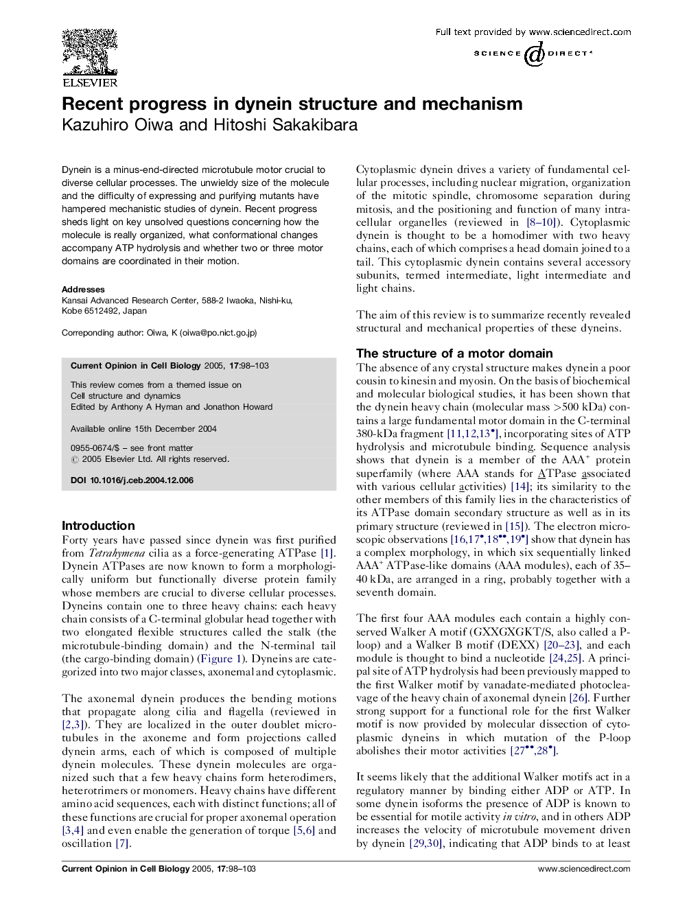 Recent progress in dynein structure and mechanism